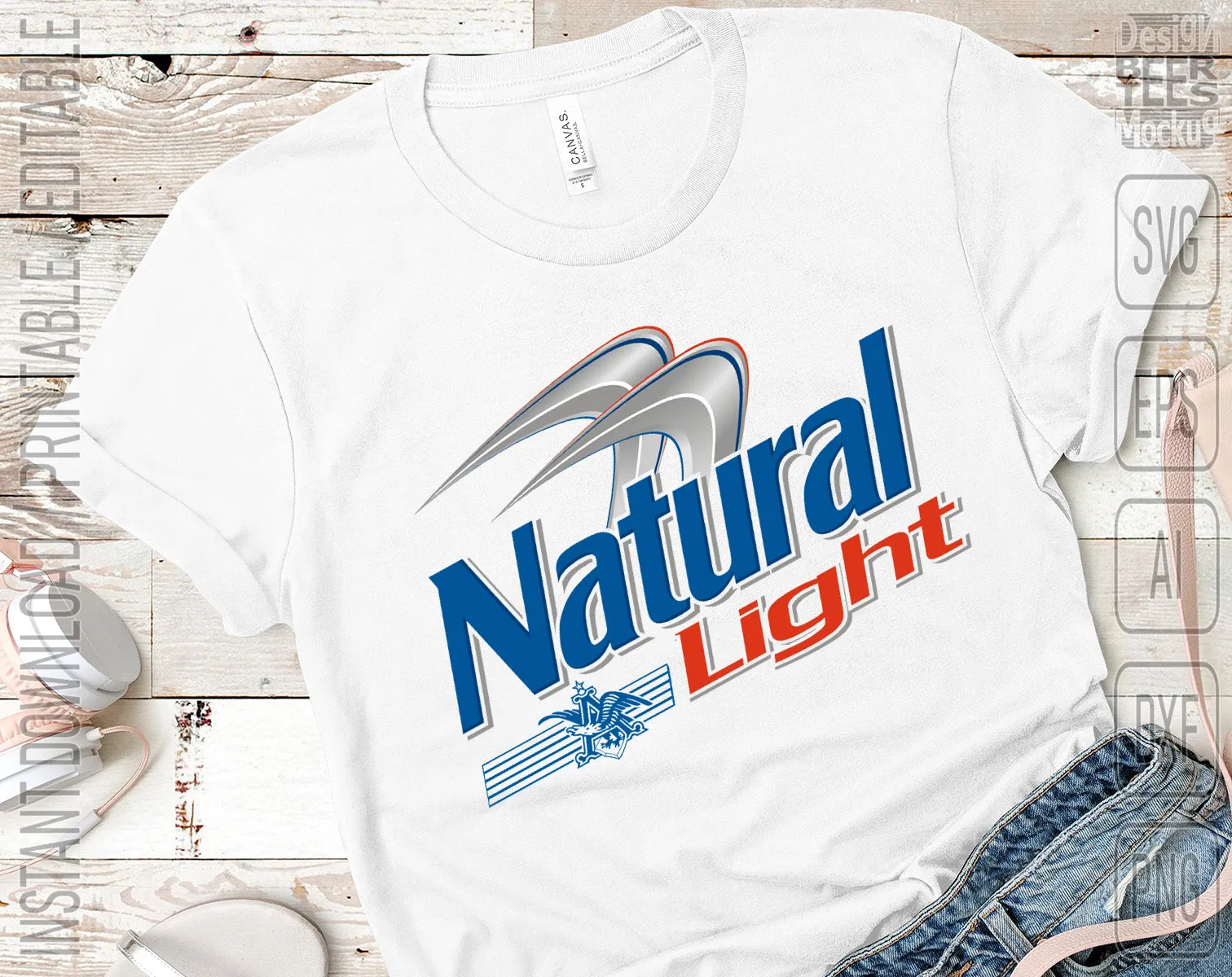 Natural Light Beer Inspired Unofficial Logo Can Tumbler Wrap PNG File Printable