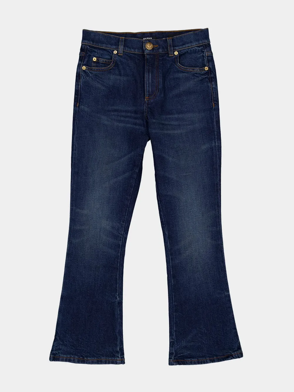 Navy Blue Flared Cotton Jeans