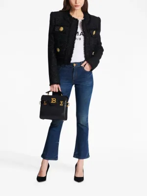 Navy Blue Flared Cotton Jeans