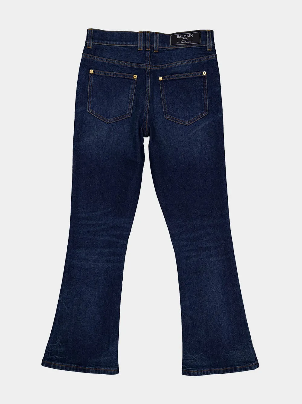Navy Blue Flared Cotton Jeans