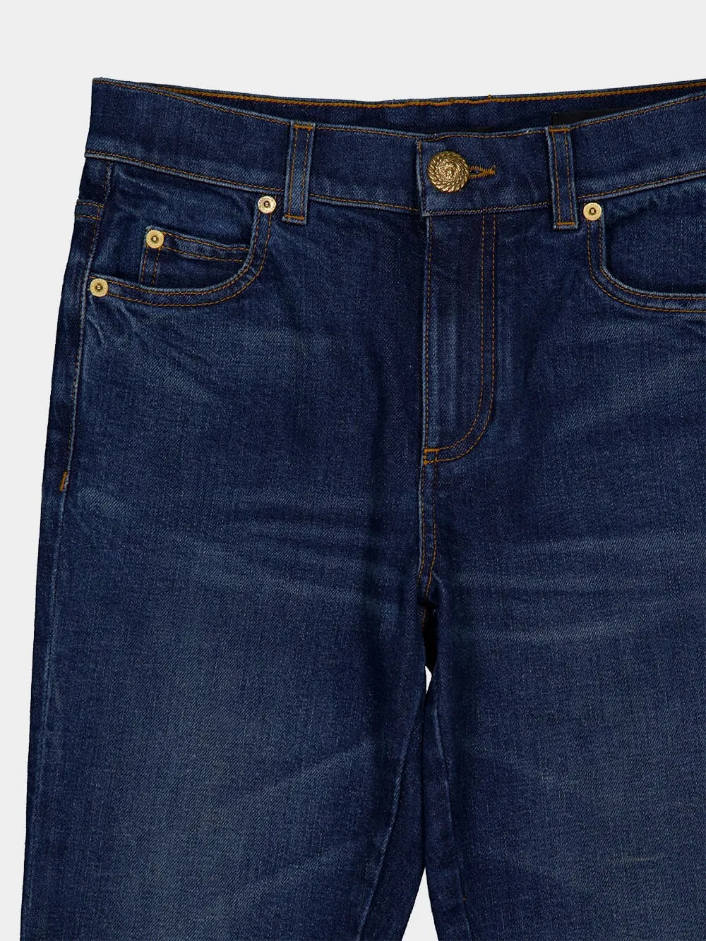 Navy Blue Flared Cotton Jeans