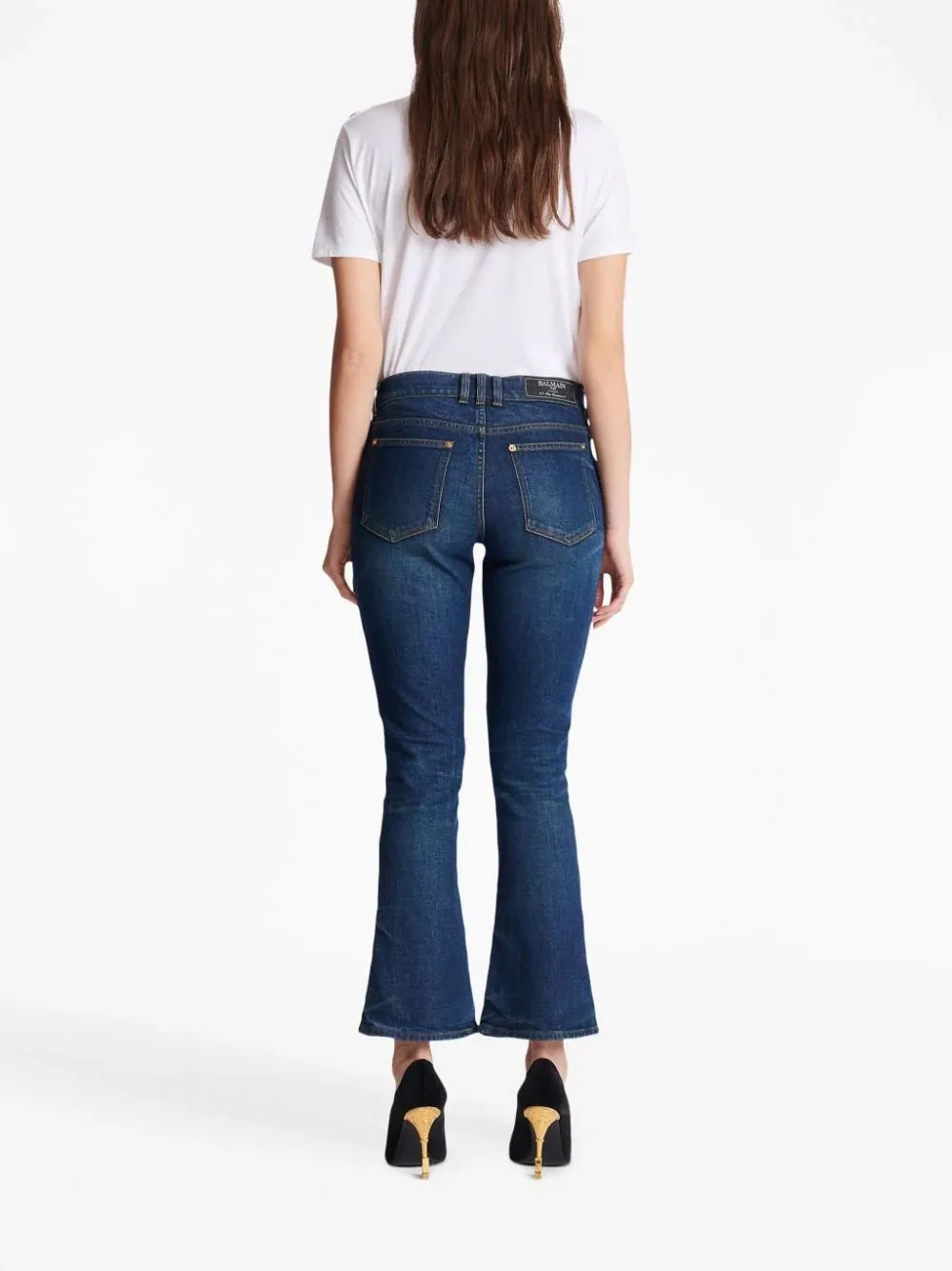 Navy Blue Flared Cotton Jeans