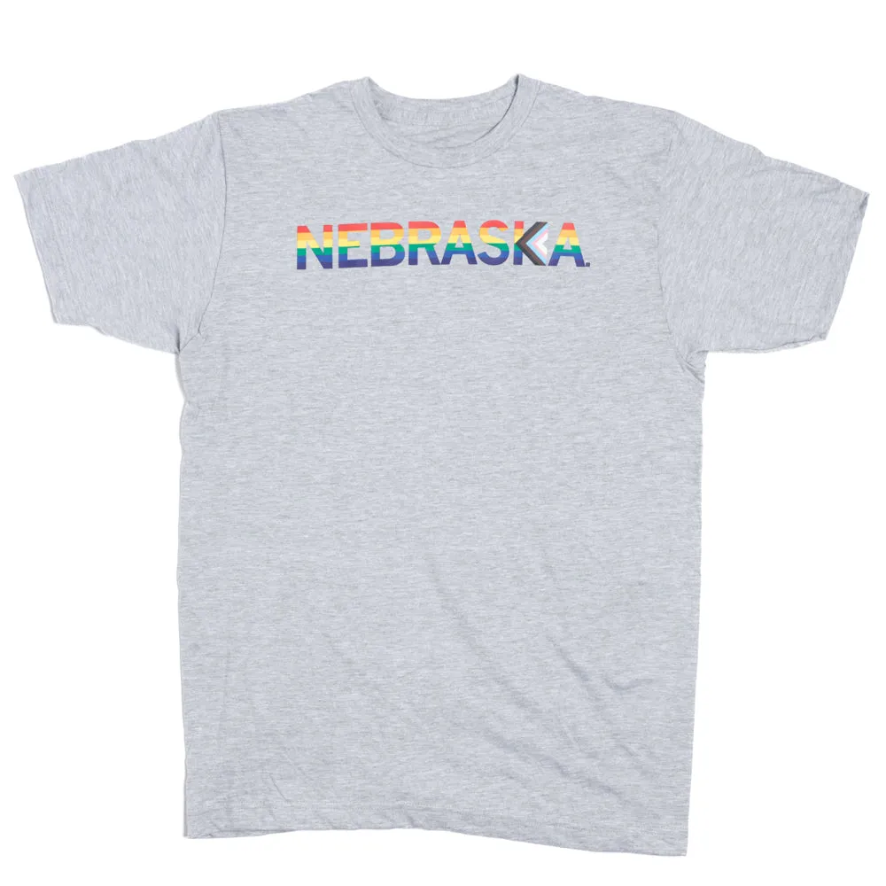 Nebraska Text Progress Pride Flag