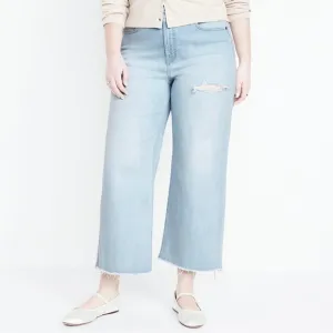 NEW Old Navy Jeans Women’s Size 26 High Rise Wide Leg Light Wash Crop Plus Size