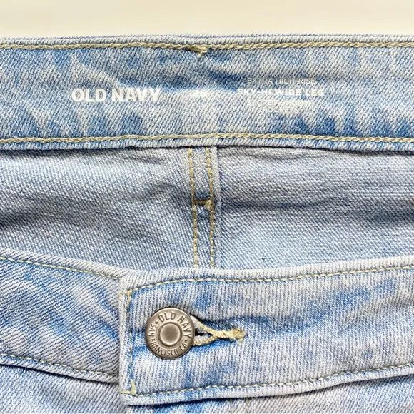 NEW Old Navy Jeans Women’s Size 26 High Rise Wide Leg Light Wash Crop Plus Size