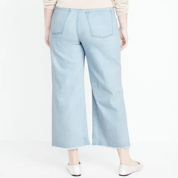 NEW Old Navy Jeans Women’s Size 26 High Rise Wide Leg Light Wash Crop Plus Size