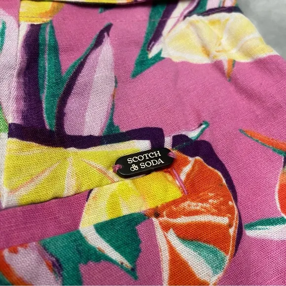 New! Scotch &amp; Soda High-Rise Mid-Length Shorts fruit citrus print 27204