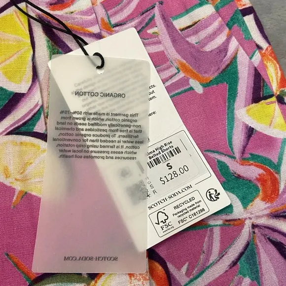 New! Scotch &amp; Soda High-Rise Mid-Length Shorts fruit citrus print 27204