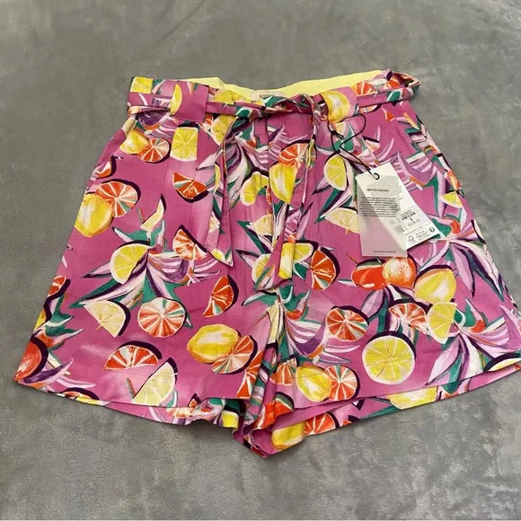 New! Scotch &amp; Soda High-Rise Mid-Length Shorts fruit citrus print 27204