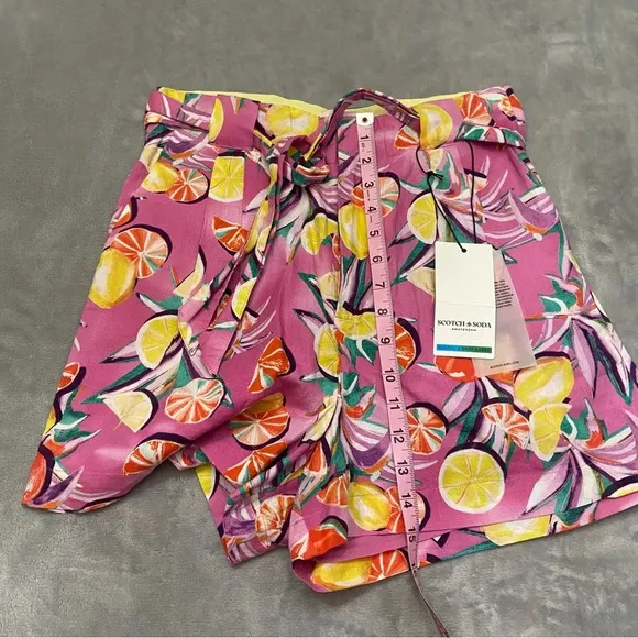 New! Scotch &amp; Soda High-Rise Mid-Length Shorts fruit citrus print 27204