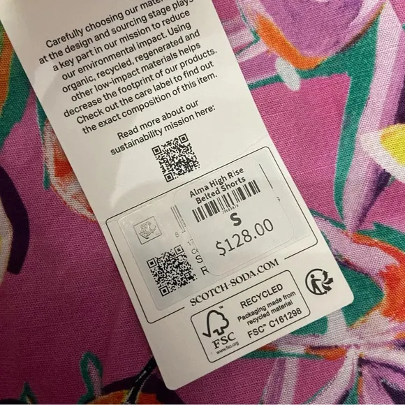 New! Scotch &amp; Soda High-Rise Mid-Length Shorts fruit citrus print 27204