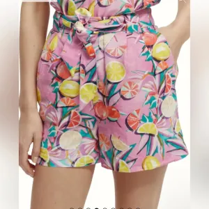 New! Scotch &amp; Soda High-Rise Mid-Length Shorts fruit citrus print 27204