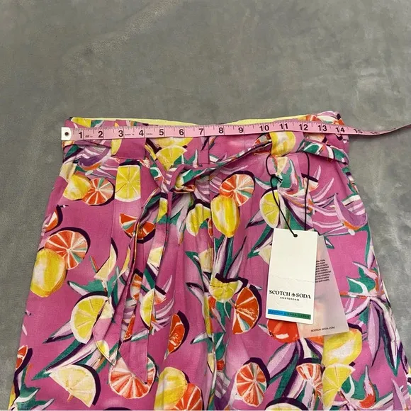 New! Scotch &amp; Soda High-Rise Mid-Length Shorts fruit citrus print 27204