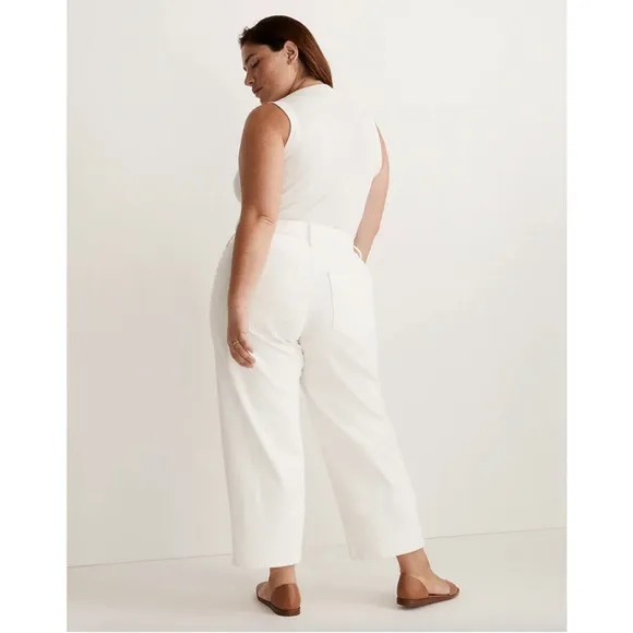 NEW WITH TAGS Madewell Plus Perfect Vintage Wide Leg Crop Jean Tile White 20W