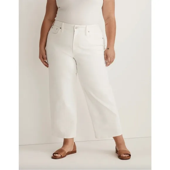 NEW WITH TAGS Madewell Plus Perfect Vintage Wide Leg Crop Jean Tile White 20W
