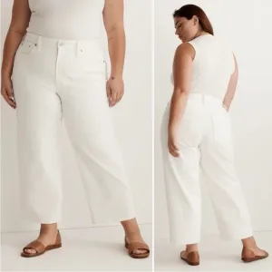 NEW WITH TAGS Madewell Plus Perfect Vintage Wide Leg Crop Jean Tile White 20W