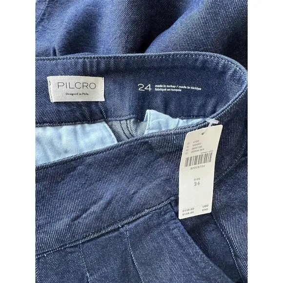 NWT Anthropologie Pilcro Porto Pleated High-Rise Tapered Jeans 24 Blue