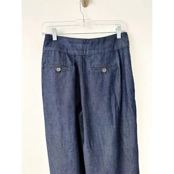 NWT Anthropologie Pilcro Porto Pleated High-Rise Tapered Jeans 24 Blue