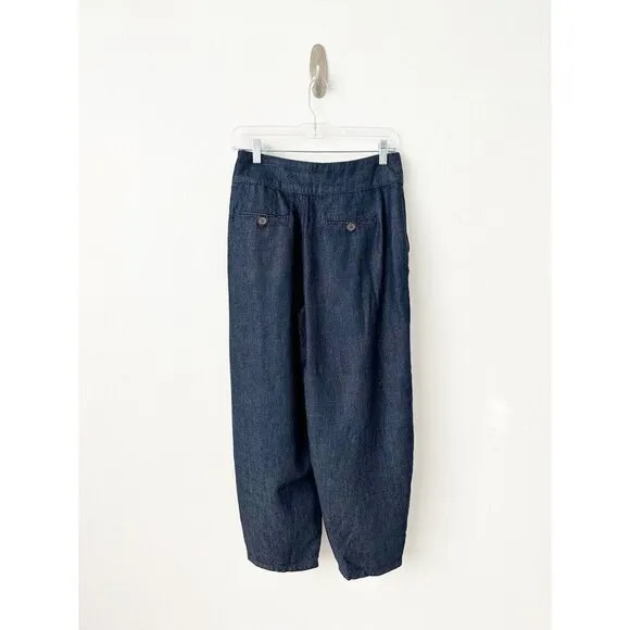 NWT Anthropologie Pilcro Porto Pleated High-Rise Tapered Jeans 24 Blue
