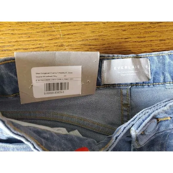 NWT Everlane 23 &quot;The Curvy Cheeky Jeans&quot; Stonewash Organic Cotton High Rise