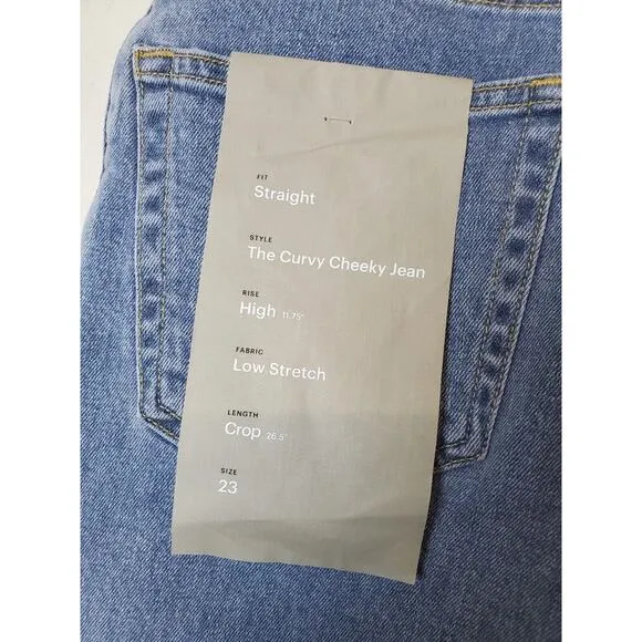 NWT Everlane 23 &quot;The Curvy Cheeky Jeans&quot; Stonewash Organic Cotton High Rise