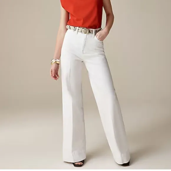 NWT J. Crew Women’s White Wide-leg denim trouser  SZ Various