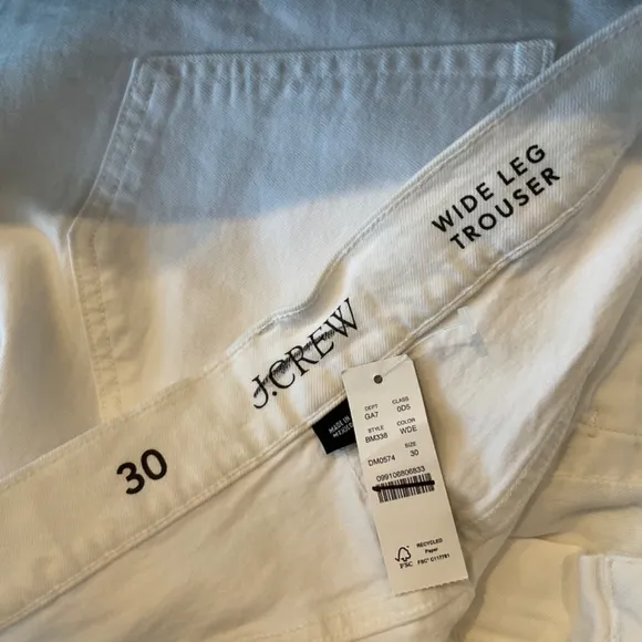 NWT J. Crew Women’s White Wide-leg denim trouser  SZ Various