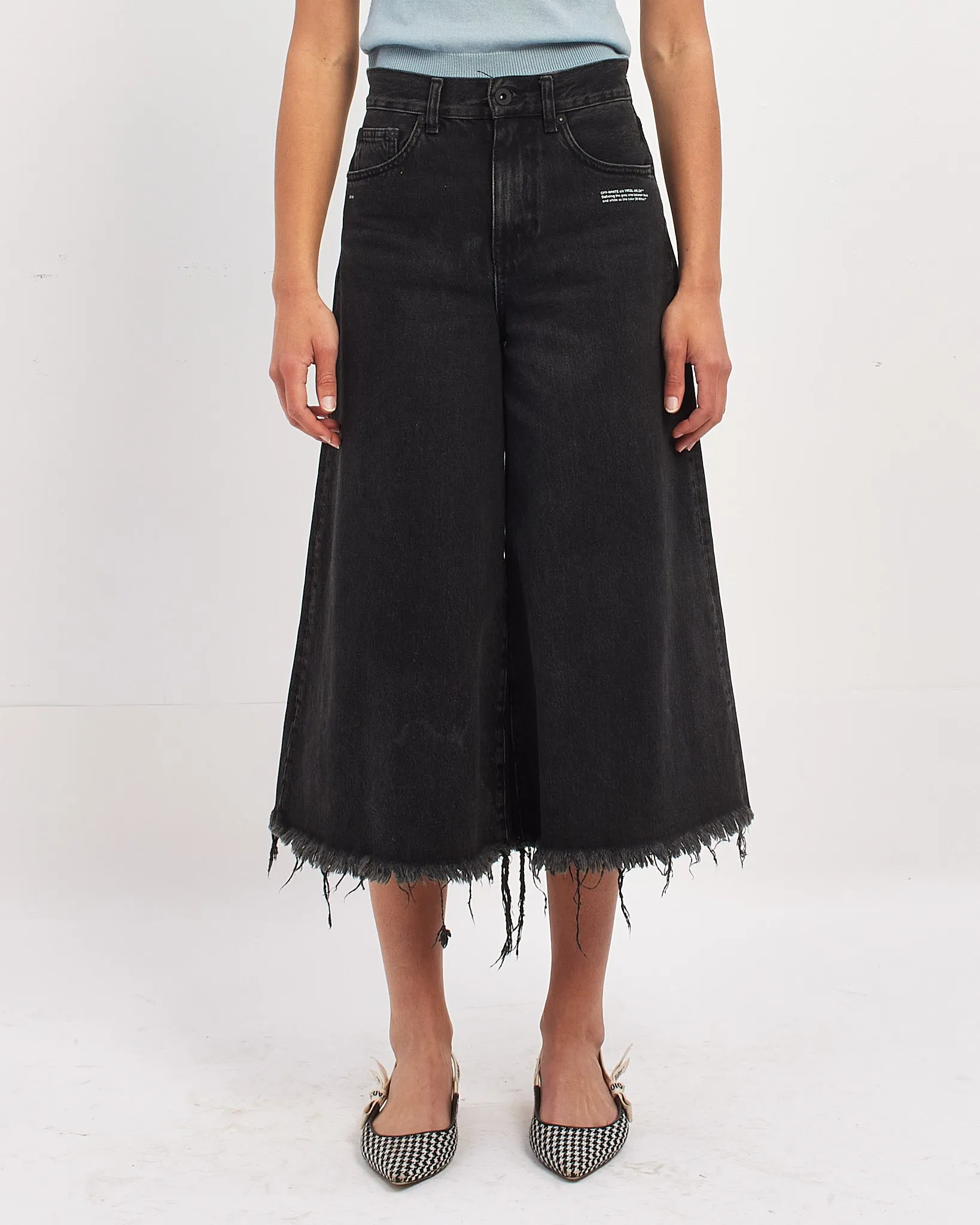 Off-White Black Denim Cropped Jeans -26