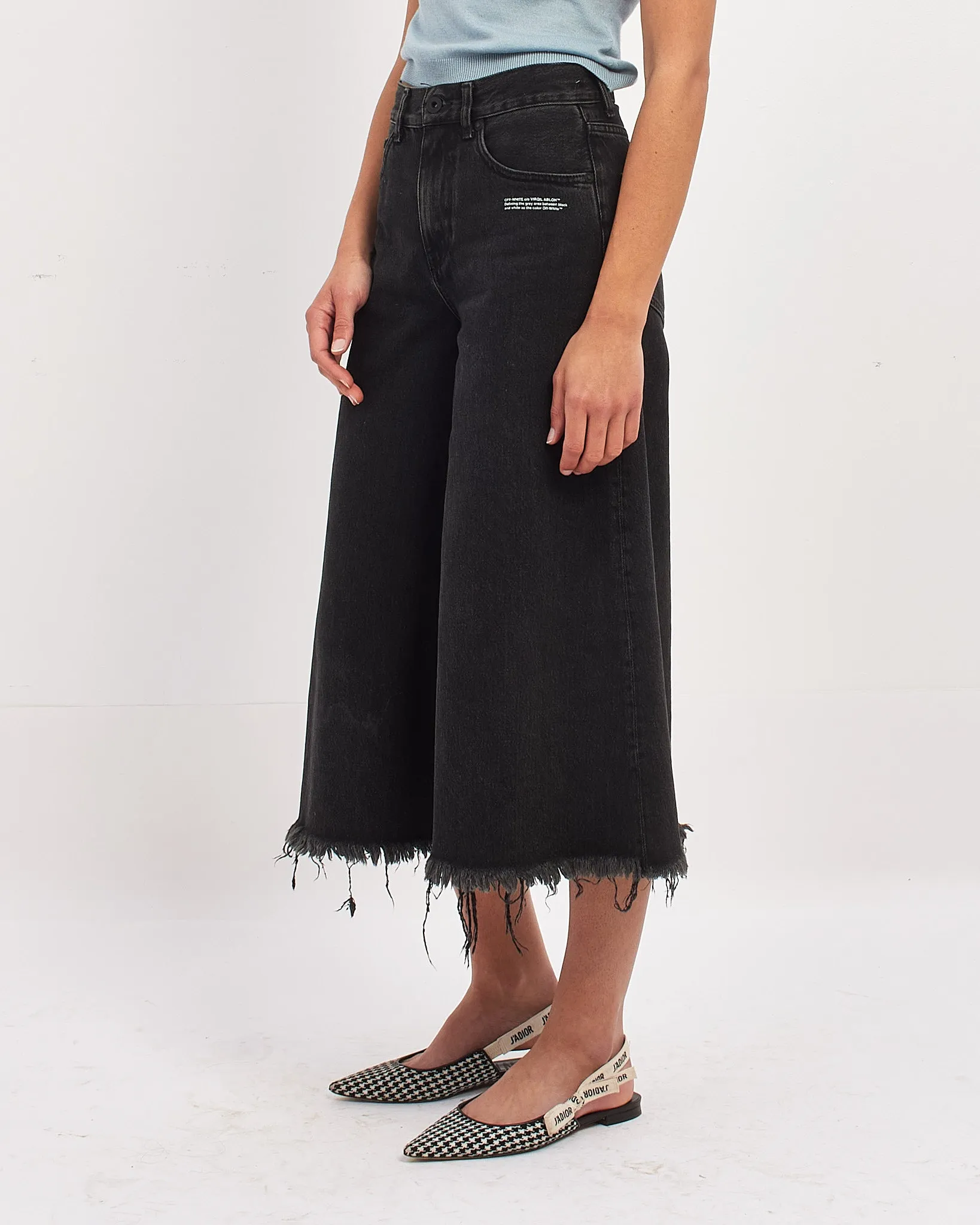 Off-White Black Denim Cropped Jeans -26