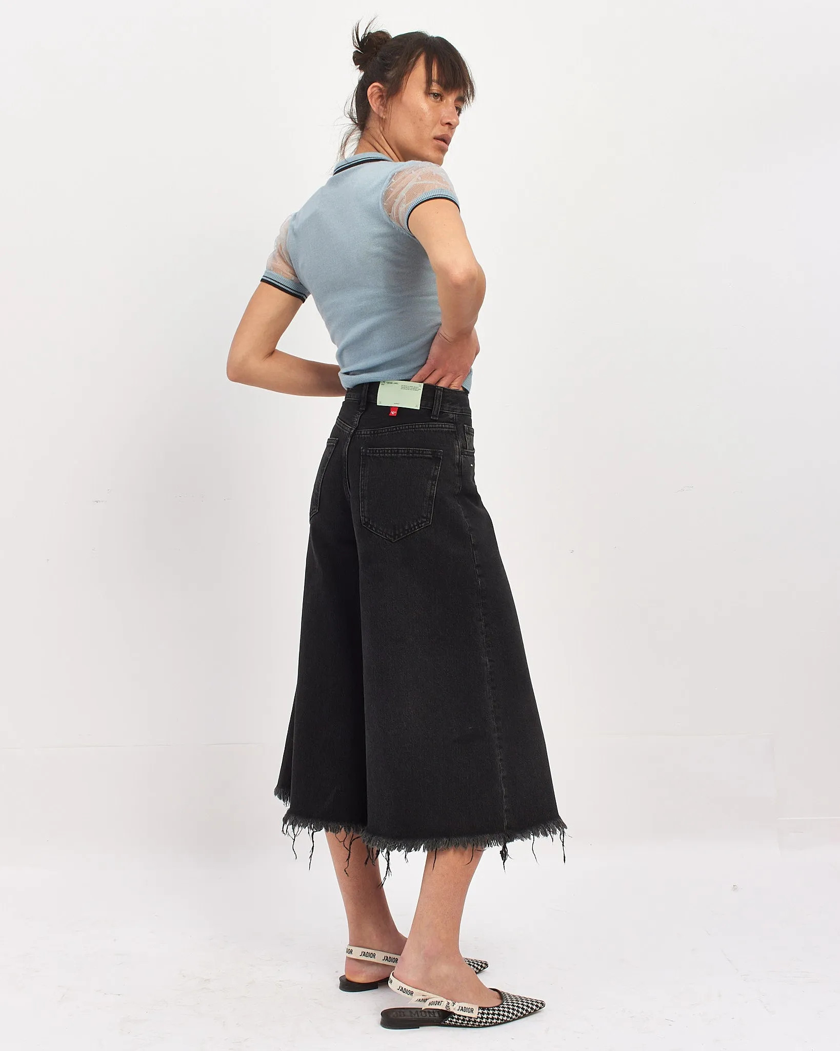 Off-White Black Denim Cropped Jeans -26