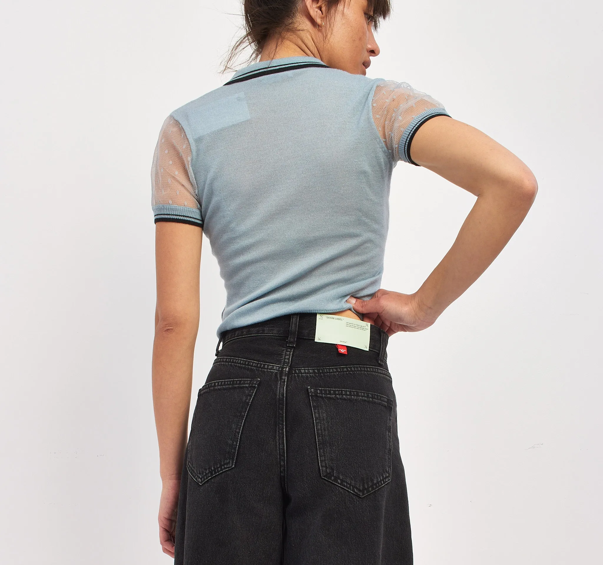 Off-White Black Denim Cropped Jeans -26