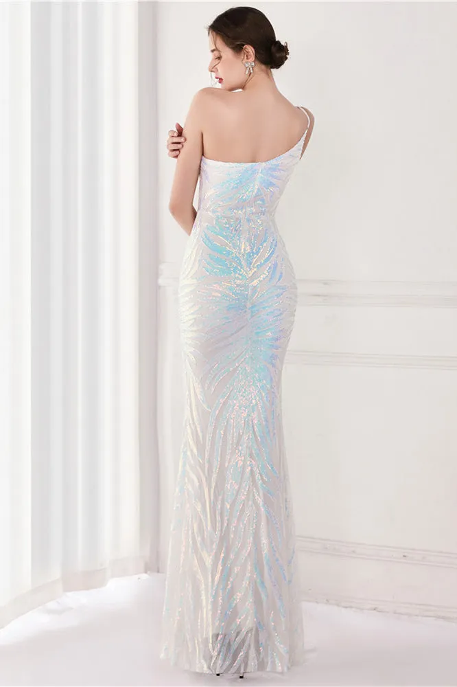 One Shoulder Sequin Mermaid Long Evening Dress