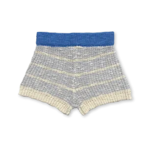 Organic Textured Rib Shorts - Aqua/Milk