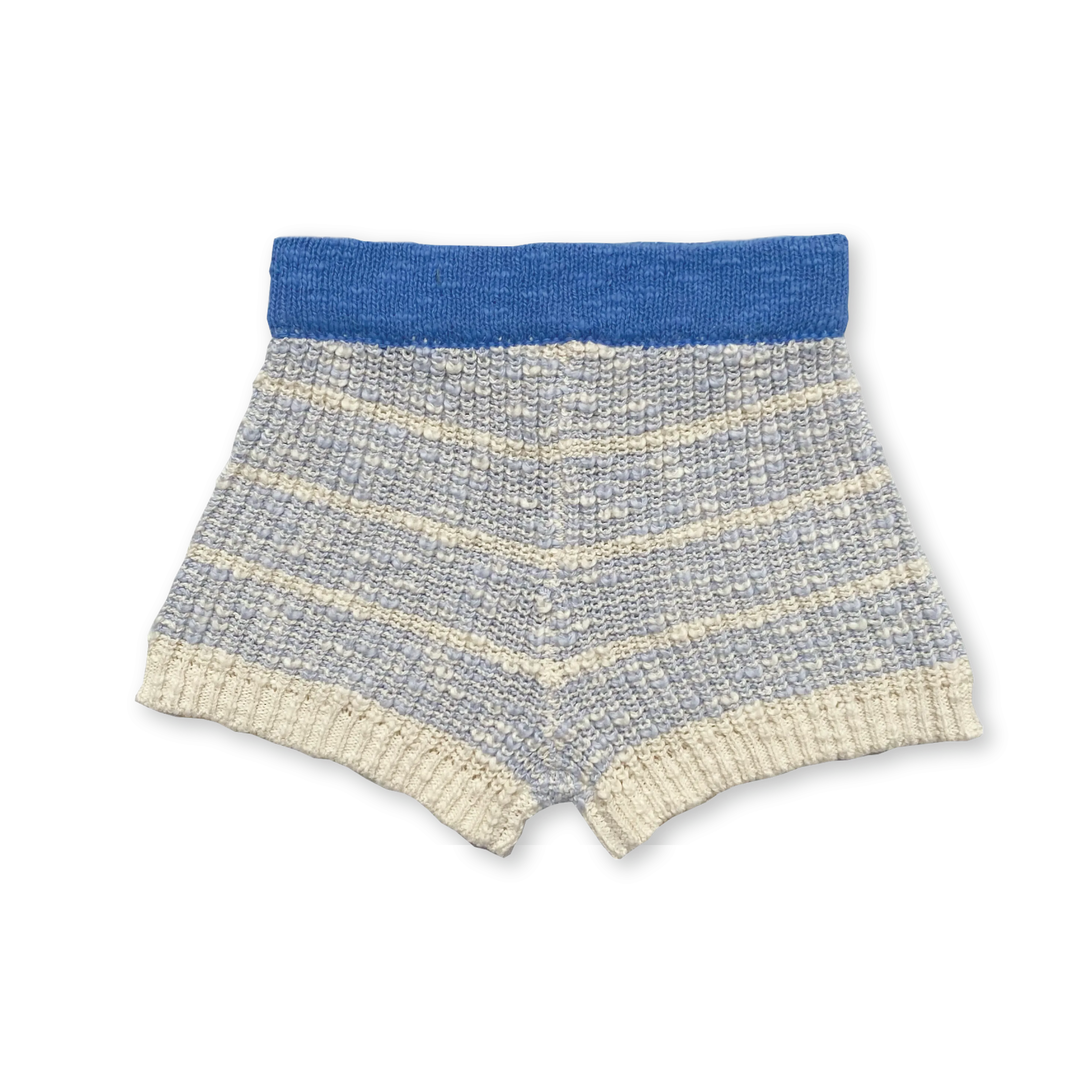 Organic Textured Rib Shorts - Aqua/Milk