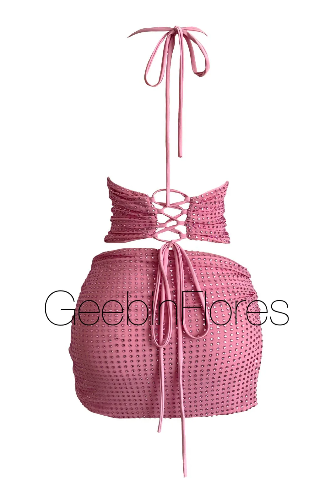 Palmira Pink Crystal Skirt Set