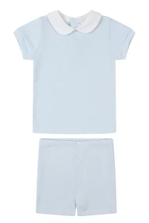 Peter Pan collar top and shorts set / BLUE