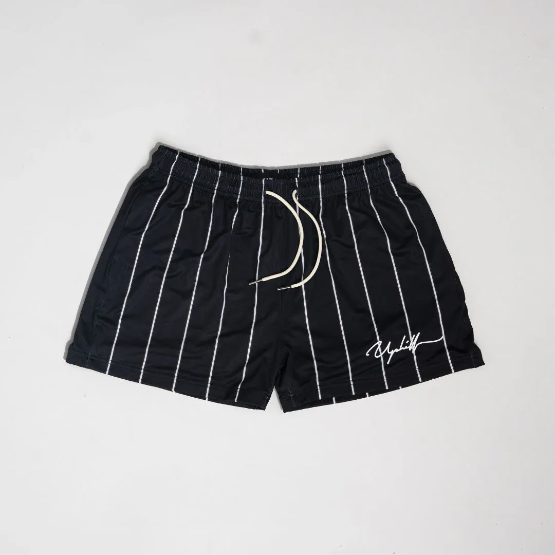 Pin Stripe Mesh Shorts Black/White