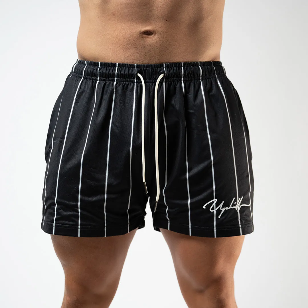 Pin Stripe Mesh Shorts Black/White