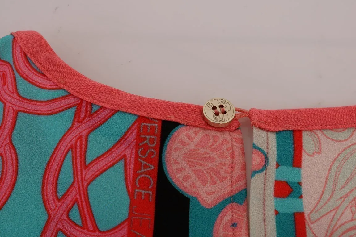 Pink Stretch Motive Blouse Top