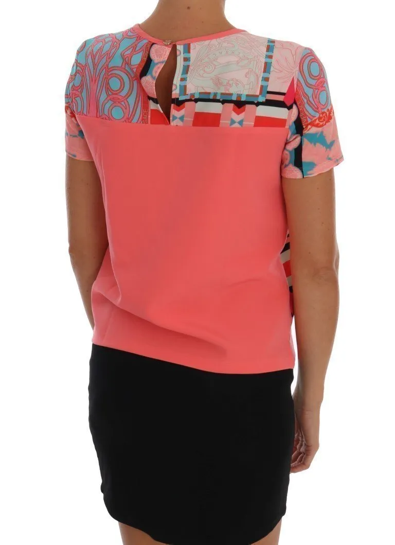 Pink Stretch Motive Blouse Top
