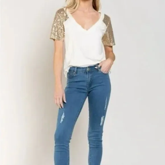 POL Blue Ankle Cropped Skinny Jeans