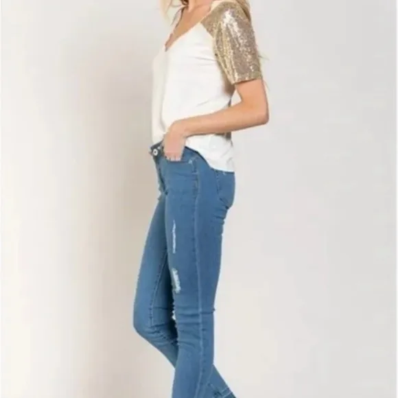 POL Blue Ankle Cropped Skinny Jeans