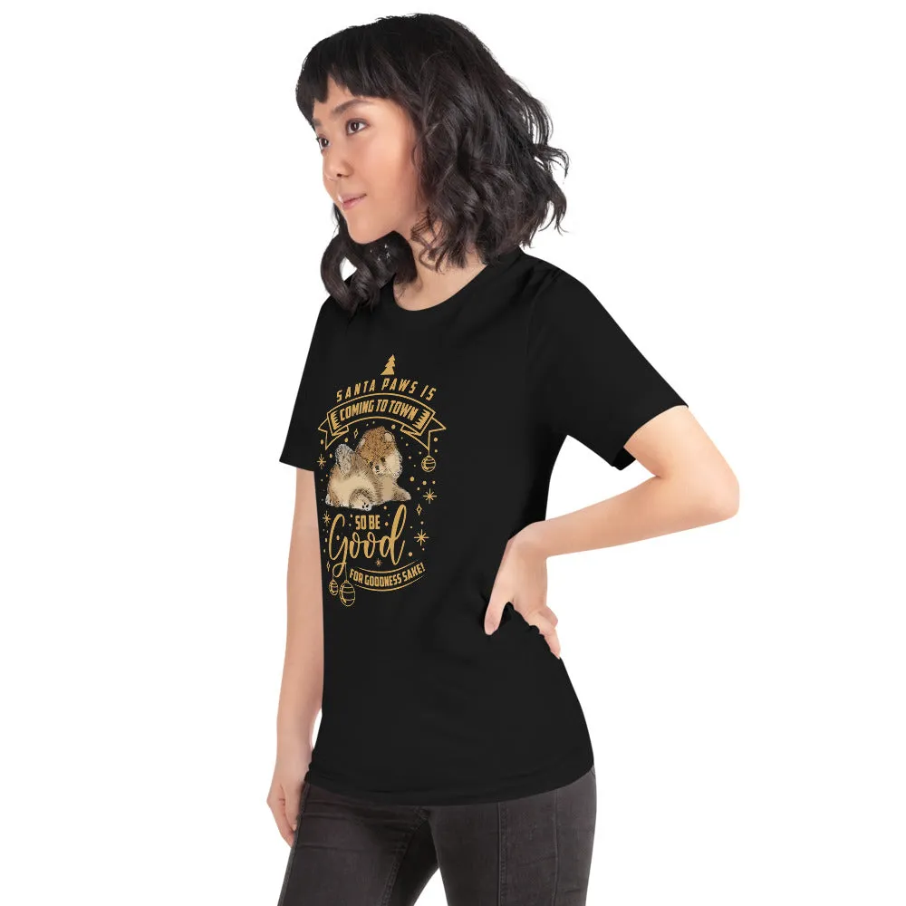 Pomeranian Puppy Santa Paws Short-Sleeve Unisex T-Shirt