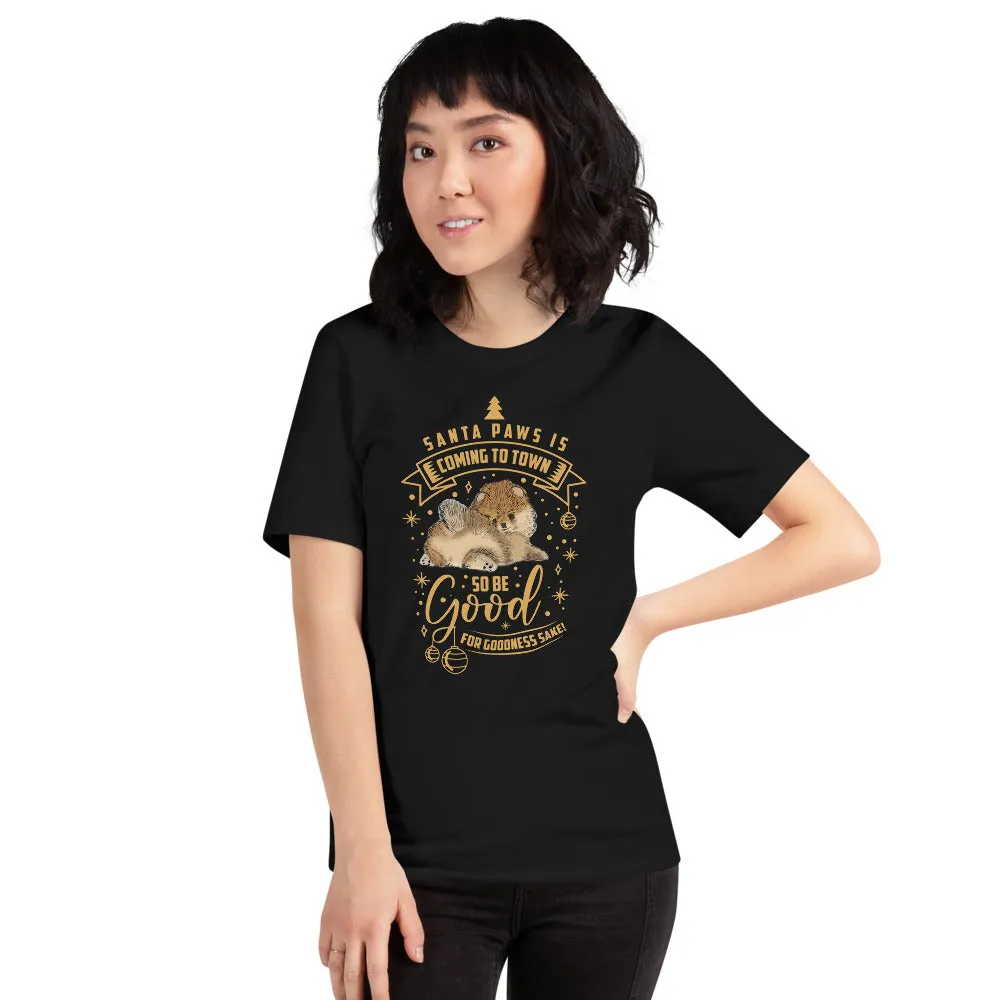 Pomeranian Puppy Santa Paws Short-Sleeve Unisex T-Shirt