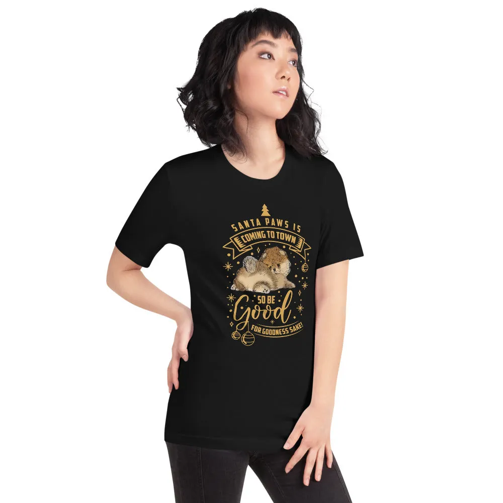 Pomeranian Puppy Santa Paws Short-Sleeve Unisex T-Shirt