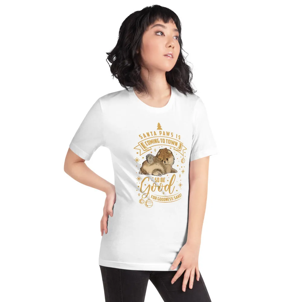 Pomeranian Puppy Santa Paws Short-Sleeve Unisex T-Shirt