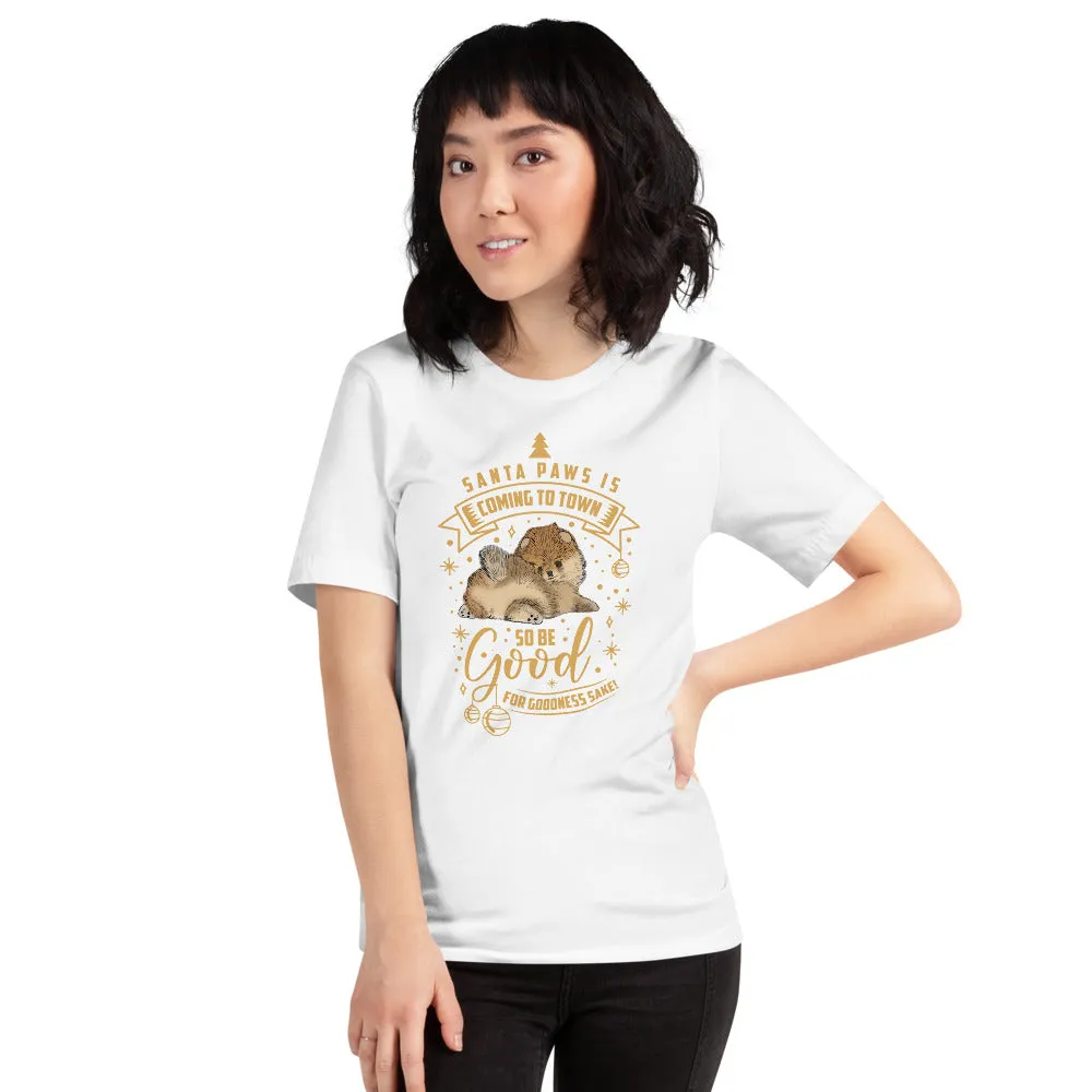 Pomeranian Puppy Santa Paws Short-Sleeve Unisex T-Shirt