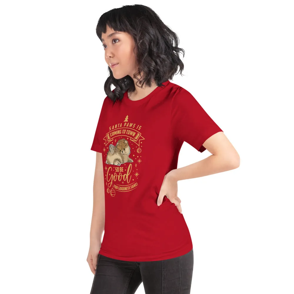 Pomeranian Puppy Santa Paws Short-Sleeve Unisex T-Shirt