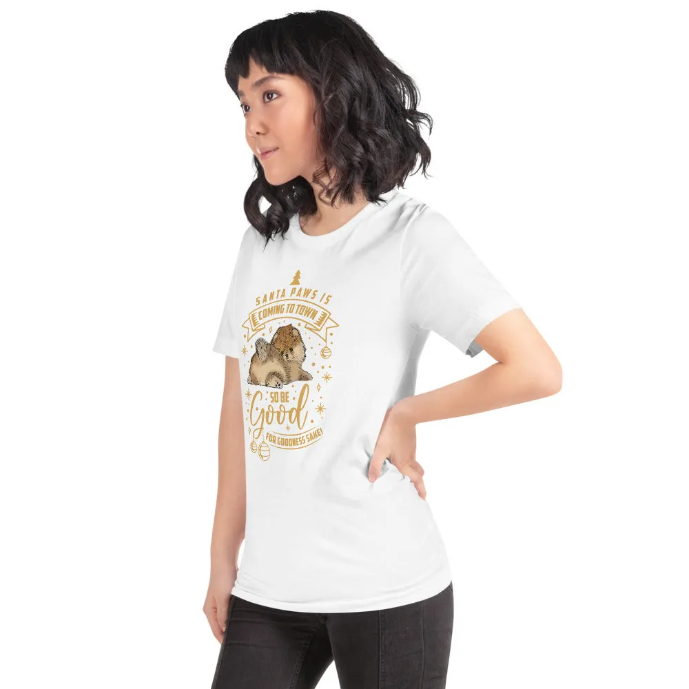 Pomeranian Puppy Santa Paws Short-Sleeve Unisex T-Shirt