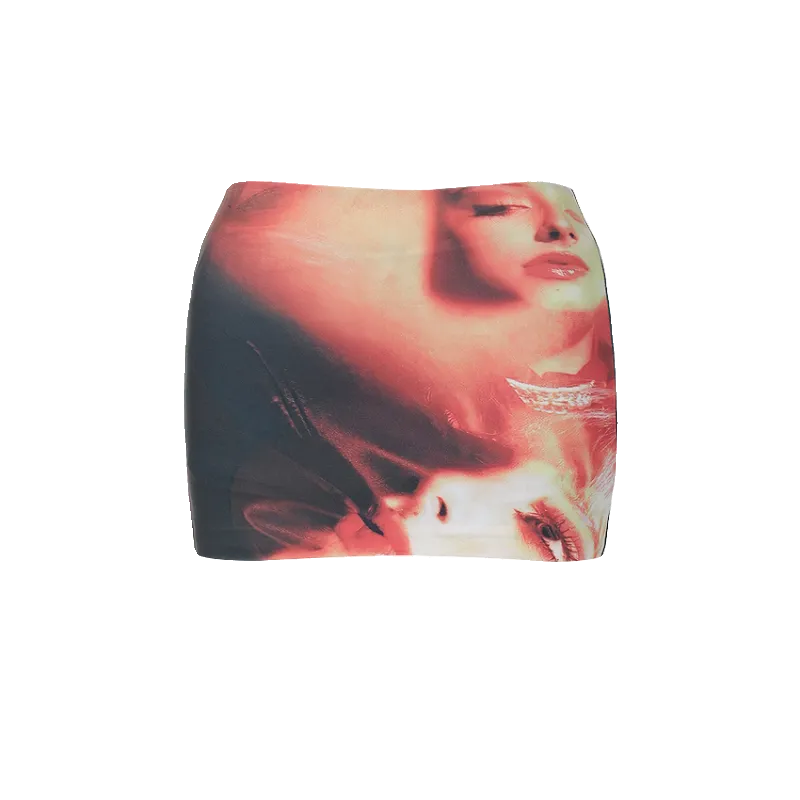 Portrait Printed Mini Skirt